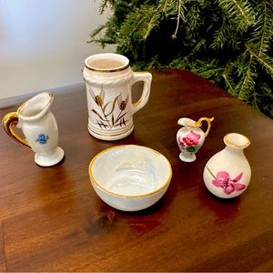 Set of vintage mini vases, pitchers, cup + bowl made of porcelain (incl. Nippon)